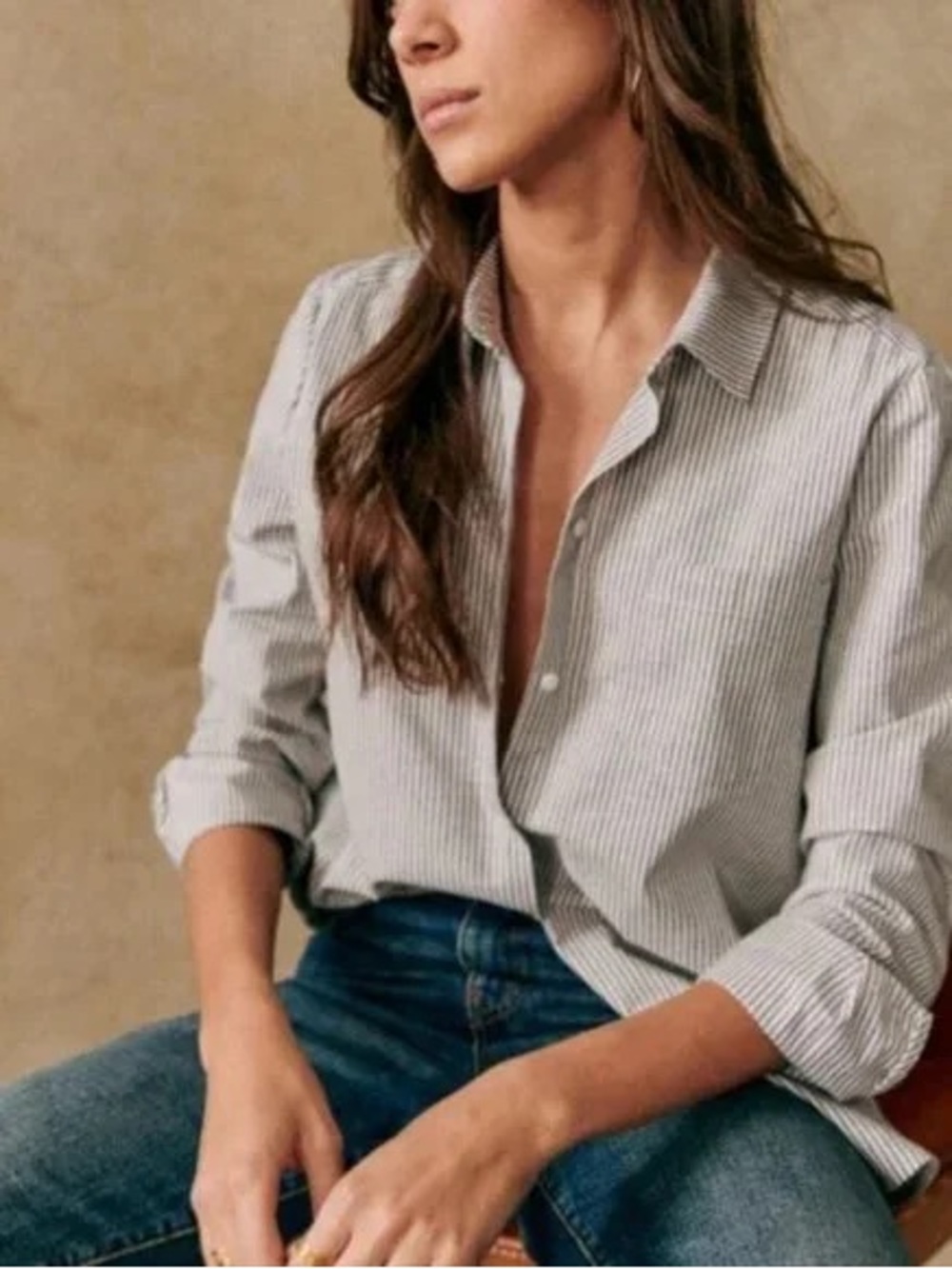 🩶 Sézane Tomboy Striped Button-Up Shirt